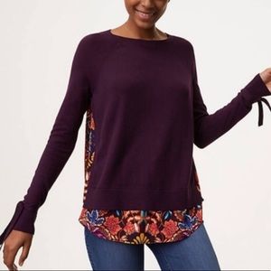 LOFT Mixed Media Sweater in Fantasy Floral